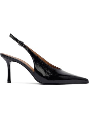 Derimod Kadın Siyah Arkası Açık Ince Topuklu Deri Ayakkabı 25AFD130516