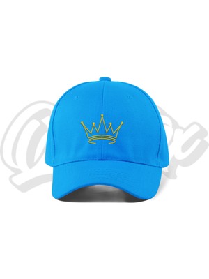 Quatex Taç Nakışlı Şapka – Mavi %100 Pamuk Gabardin Unisex Model