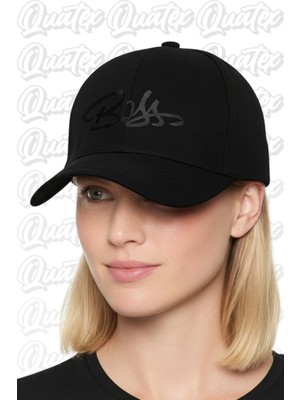 Quatex Boss Nakışlı Şapka – Siyah %100 Pamuk Gabardin Unisex Model