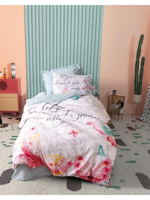 Pazarcan Genç Ranforce Nevresim Takımı Tek Kişilik Wings Mint