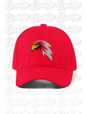 Quatex Kartal Nakışlı Şapka – Kırmızı %100 Pamuk Gabardin Unisex Model