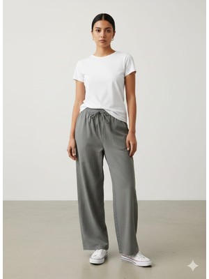 KMK Kombin Yumuşak Dokulu Rahat Kalıp Bol Paça Pantolon