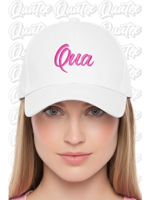 Quatex Qua Nakışlı Şapka – Beyaz %100 Pamuk Gabardin Unisex Model