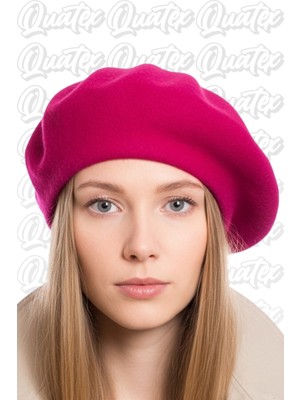 Quatex Keçe Kumaş Ressam Şapka Bere - Fuşya %100 Keçe Kumaş Unisex Model