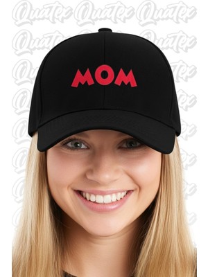 Quatex Mom Nakışlı Şapka – Siyah %100 Pamuk Gabardin Unisex Model
