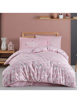 Pazarcan Tek Kişilik Poplin Nevresim Takımı Daisy Pembe