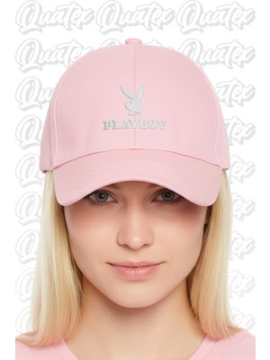 Quatex Playboy Nakışlı Şapka – Pembe %100 Pamuk Gabardin Unisex Model