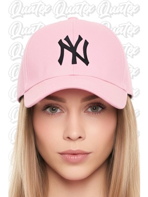 Quatex Ny New York Nakışlı Şapka – Pembe %100 Pamuk Gabardin Unisex Model