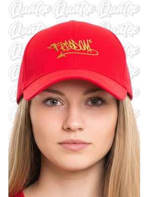 Quatex Freedom Nakışlı Şapka – Kırmızı %100 Pamuk Gabardin Unisex Model