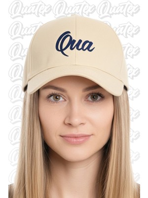 Quatex Qua Nakışlı Şapka – Krem %100 Pamuk Gabardin Unisex Model