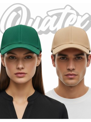 Quatex Basic Şapka 2'li Paket – Yeşil - Krem %100 Pamuk Gabardin Unisex Model