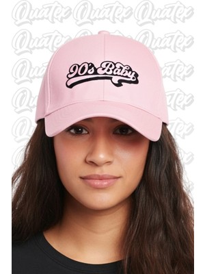 Quatex 90's Baby Nakışlı Şapka – Pembe %100 Pamuk Gabardin Unisex Model