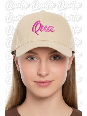 Quatex Qua Nakışlı Şapka – Krem %100 Pamuk Gabardin Unisex Model