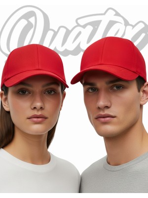 Quatex Basic Şapka 2'li Paket – Kırmızı %100 Pamuk Gabardin Unisex Model
