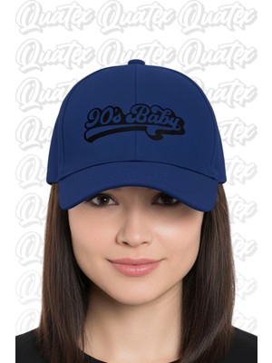 Quatex 90's Baby Nakışlı Şapka – Lacivert %100 Pamuk Gabardin Unisex Model