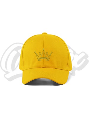 Quatex Taç Nakışlı Şapka – Sarı %100 Pamuk Gabardin Unisex Model