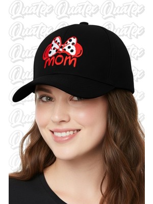 Quatex Mickey Mom Nakışlı Şapka – Siyah %100 Pamuk Gabardin Unisex Model