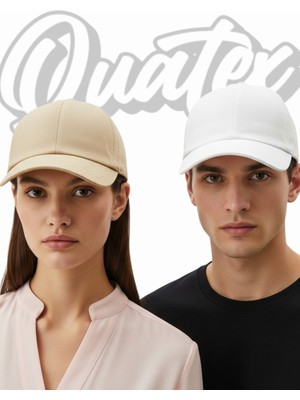 Quatex Basic Şapka 2'li Paket – Beyaz - Krem %100 Pamuk Gabardin Unisex Model