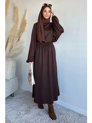 Julude Bisiklet Yaka Bluz Bel Lastikli Etek Tesettür Ikili Takım P-00020209