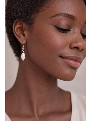 Sedef Doğal Taş Sallantılı Küpe – Ikizler, Boğa, Yengeç, Kova, Yay Burcu Uyumlu – El Yapımı Moda Kadın Küpe