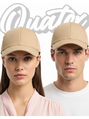 Quatex Basic Şapka 2'li Paket – Krem %100 Pamuk Gabardin Unisex Model