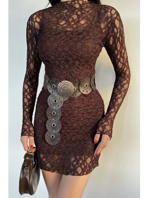 Gülseli Kadın Iç Astarlı Likralı Dantelli Elbise P-00020136