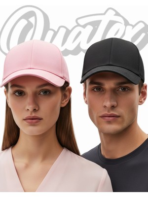 Quatex Basic Şapka 2'li Paket – Siyah - Pembe %100 Pamuk Gabardin Unisex Model