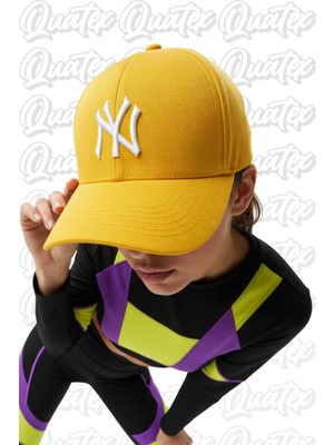Quatex Ny New York Nakışlı Şapka – Sarı %100 Pamuk Gabardin Unisex Model