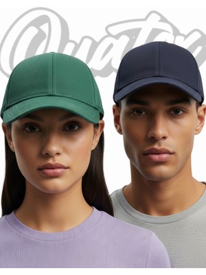 Quatex Basic Şapka 2'li Paket – Lacivert - Yeşil %100 Pamuk Gabardin Unisex Model