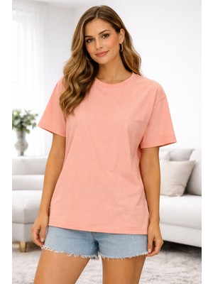 Dilvin 3683 Kadın Bisiklet Yaka T-Shirt