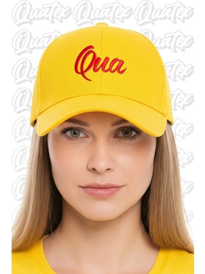 Quatex Qua Nakışlı Şapka – Sarı %100 Pamuk Gabardin Unisex Model