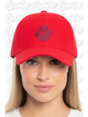 Quatex Pati Nakışlı Şapka – Kırmızı %100 Pamuk Gabardin Unisex Model