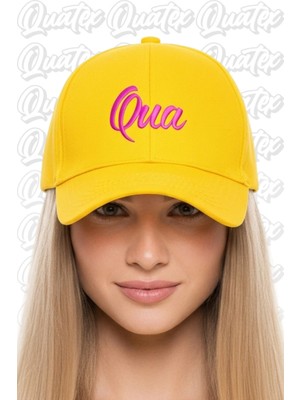 Quatex Qua Nakışlı Şapka – Sarı %100 Pamuk Gabardin Unisex Model