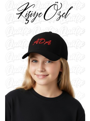 Quatex [istediğiniz Ismi Nakışla Yazıyoruz] - Kişiye Özel Çocuk Şapka - Siyah %100 Pamuk Gabard