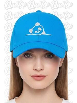 Quatex Panda Nakışlı Şapka – Mavi %100 Pamuk Gabardin Unisex Model