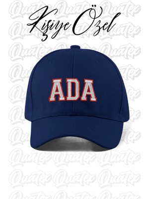 Quatex [istediğiniz Ismi Nakışla Yazıyoruz] - Kişiye Özel Şapka - Lacivert %100 Pamuk Gabardin U