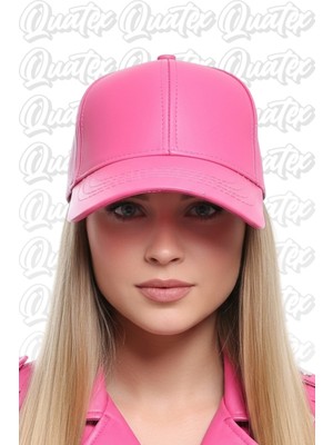 Quatex Deri Şapka - Fuşya %100 Deri Unisex Model