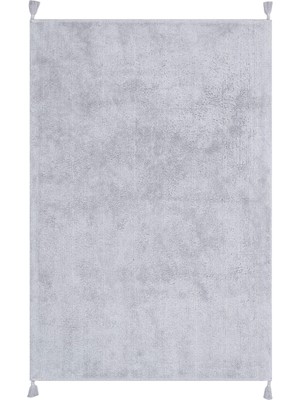 Akbel Halı Cotton Boon CBN Plain Gri - Yıkanabilir Kaymaz Naturel Pamuk Bebek Halısı
