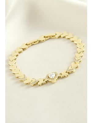 SHC4200 Xuping Kalp Zirkon Taşlı Lüks Çelik Bileklik