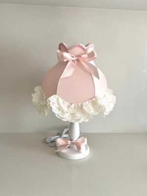 Luluavizem Patentli Elde Yıkanabilir Başlık Pudra Pembe Abajur Çocuk Bebek Genç Odası