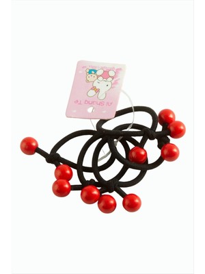 SHC4200 Kırmızı Boncuklu Lastikli Toka 5 Adet