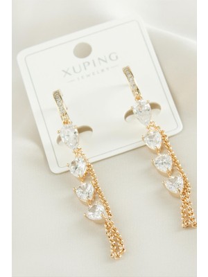 SHC4200 Xuping Damla Sallantılı Zirkon Taşlı Lüks Çelik Küpe