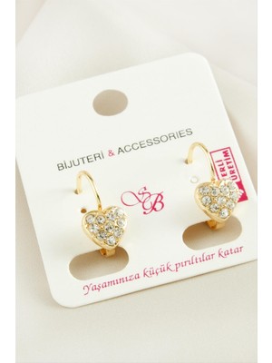 SHC4200 Kalp Taşlı Klipsi Küpe