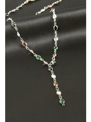 SHC4200 Oval Zirkon Taşlı Çelik Y Kolye