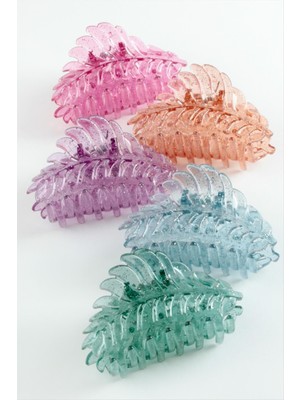 SHC4200 Yaprak Şeffaf Renkli Mandal Toka 8 cm