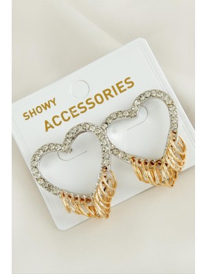 SHC4200 Halkalı Kalp Yeni Sezon Taşlı Küpe