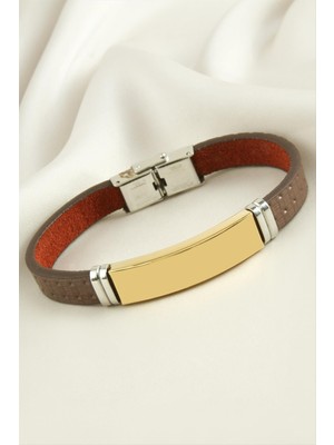 SHC4200 Isim Yazılabilir Deri Çelik Bileklik