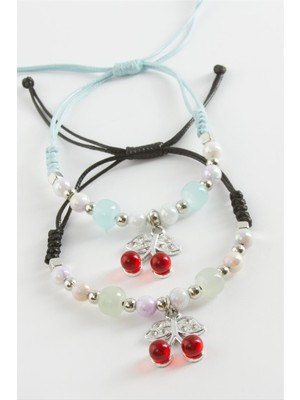 SHC4200 2 Adet Kiraz Zirkon Taşlı Lüks Ip Bileklik