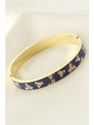 SHC4200 Kelebek Mineli Lüks Çelik Kelepçe Bileklik