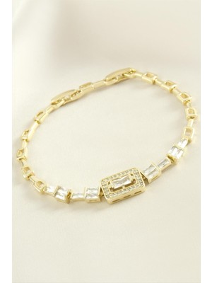 SHC4200 Xuping Dikdörtgen Baget Taşlı Lüks Çelik Bileklik